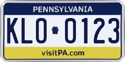 PA license plate KLO0123