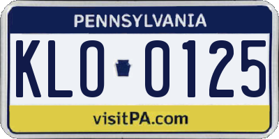 PA license plate KLO0125