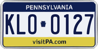 PA license plate KLO0127