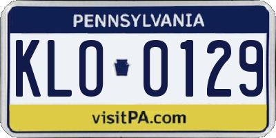 PA license plate KLO0129