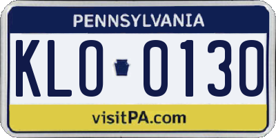 PA license plate KLO0130