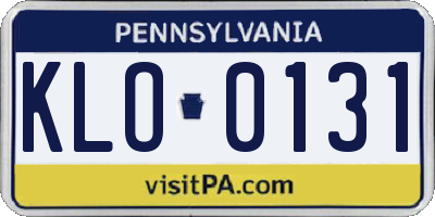 PA license plate KLO0131