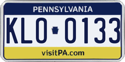 PA license plate KLO0133
