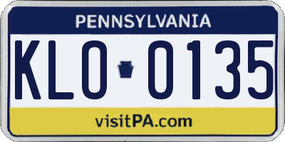 PA license plate KLO0135