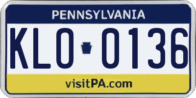 PA license plate KLO0136