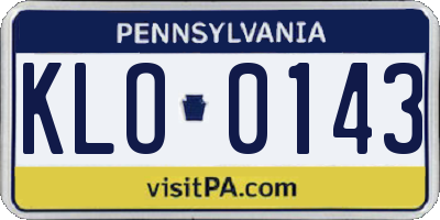 PA license plate KLO0143