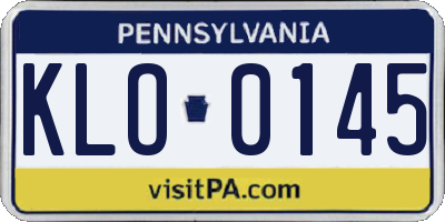 PA license plate KLO0145