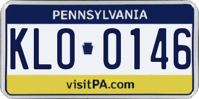 PA license plate KLO0146