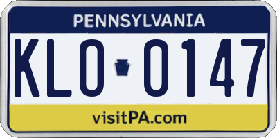 PA license plate KLO0147