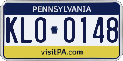PA license plate KLO0148