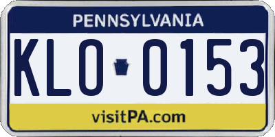 PA license plate KLO0153