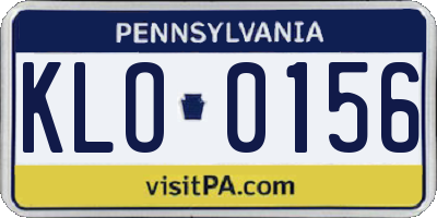 PA license plate KLO0156