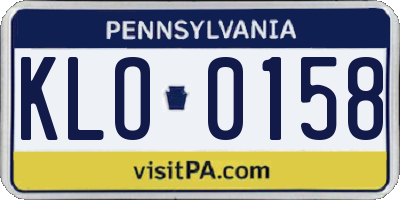 PA license plate KLO0158
