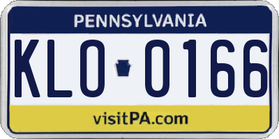 PA license plate KLO0166