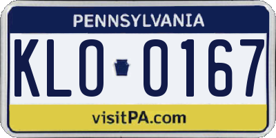 PA license plate KLO0167