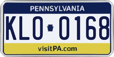 PA license plate KLO0168
