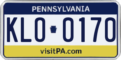 PA license plate KLO0170