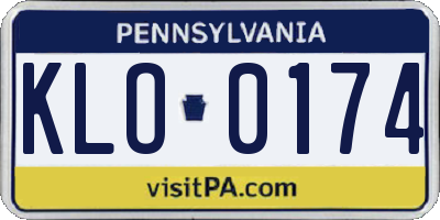 PA license plate KLO0174