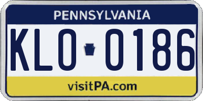 PA license plate KLO0186