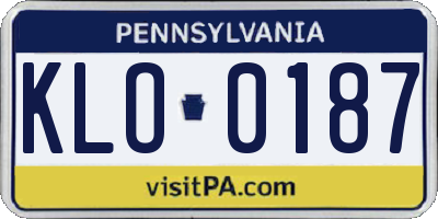 PA license plate KLO0187