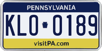 PA license plate KLO0189