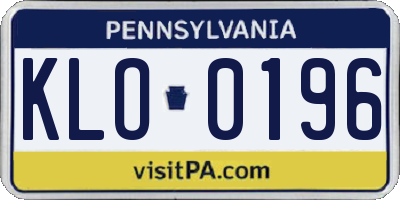 PA license plate KLO0196