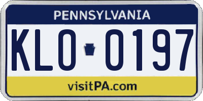 PA license plate KLO0197