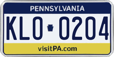 PA license plate KLO0204