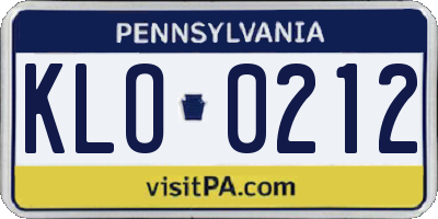 PA license plate KLO0212