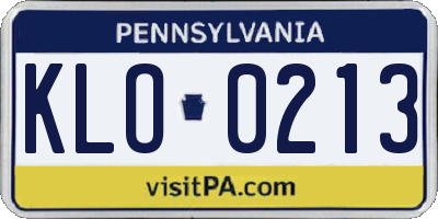 PA license plate KLO0213