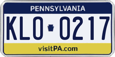 PA license plate KLO0217