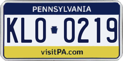 PA license plate KLO0219