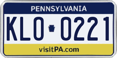 PA license plate KLO0221