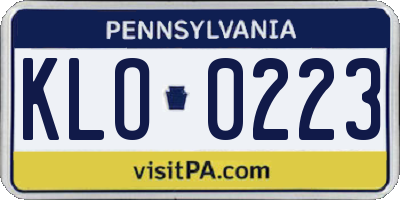 PA license plate KLO0223