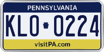 PA license plate KLO0224