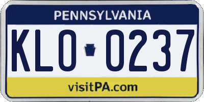 PA license plate KLO0237