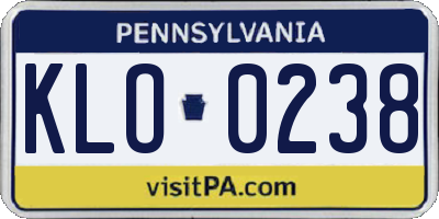 PA license plate KLO0238