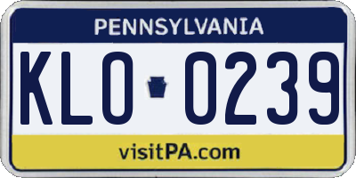PA license plate KLO0239