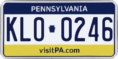 PA license plate KLO0246