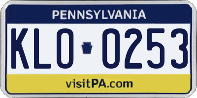 PA license plate KLO0253