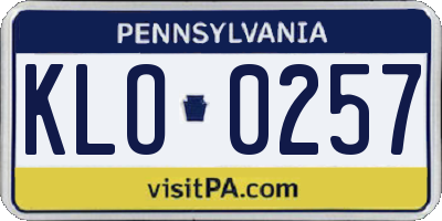 PA license plate KLO0257