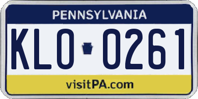 PA license plate KLO0261