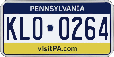 PA license plate KLO0264