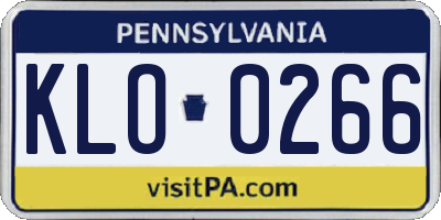 PA license plate KLO0266