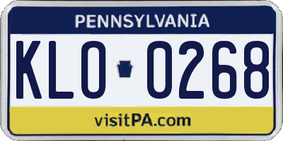 PA license plate KLO0268