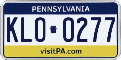 PA license plate KLO0277