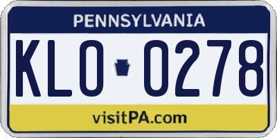 PA license plate KLO0278