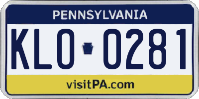 PA license plate KLO0281