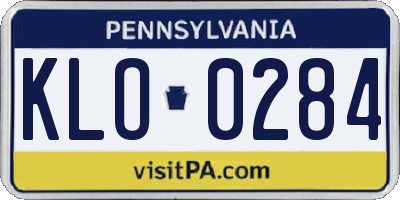PA license plate KLO0284