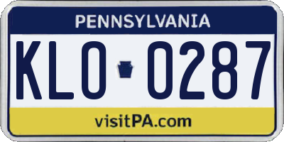 PA license plate KLO0287